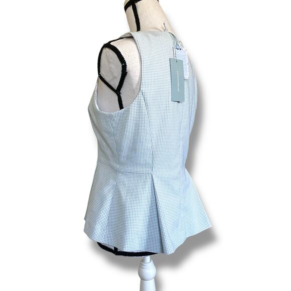 Antonio Melani Gingham Top Sleeveless Peplum Sz 10 White Blue Born on Fifth NWT - Picture 7 of 15